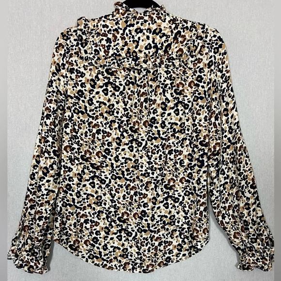 Maeve Anthropologie Katia Ruffled cheetah printed Button-down Blouse Sz 0 - Picture 4 of 15